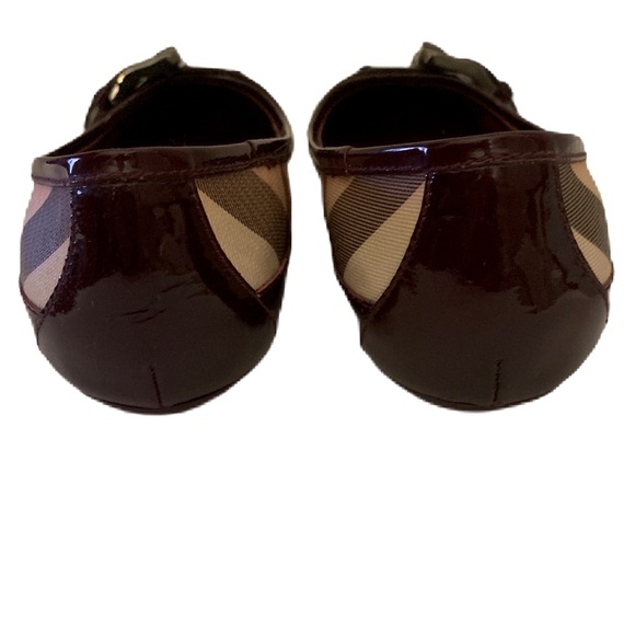 Authentic BURBERRY Beige Nova Check Canvas Patent Leather Shoes Size 38.5 - Picture 4 of 10